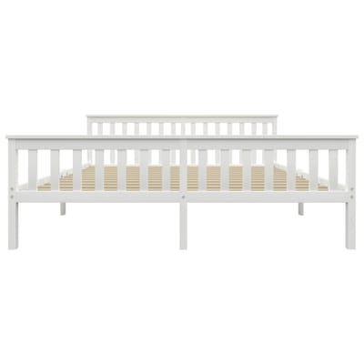 vidaXL - Bedframe - massief - grenenhout - wit - 180x200 - cm