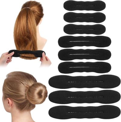 Haarbroodjesmaker set van 9 stuks, sponskrulspelden en styling-accessoires voor perfecte knot en Franse twist, ideaal voor lang en dun haar