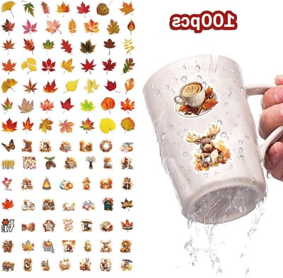 Herfst Scrapbook Stickers Set met 100 Stuks - Bladeren, Pompoenen en Dieren voor Laptop, Auto, Skateboard en Waterfles