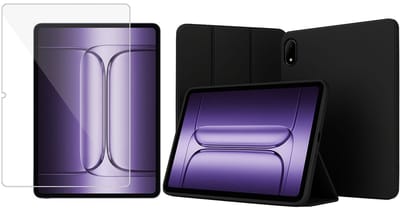 TechNow Hoesje + Screenprotector geschikt voor OnePlus Pad 3 Hoesje – Glas - Extreme Shock Case – Smart Case - Zwart