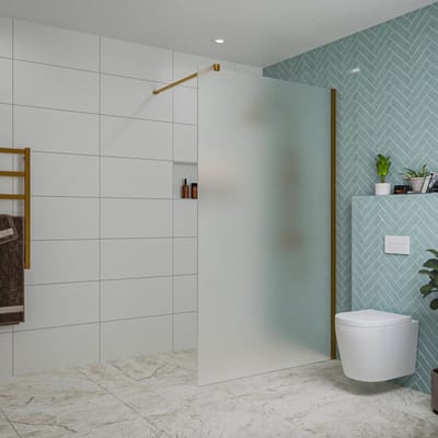 FugaFlow Eccelente Vetro inloopdouche badkamer - 120x200cm - mat glas - wandarm - geborsteld koper