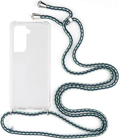 Shop4 - Samsung Galaxy S21 Hoesje - Zachte Back Case met Koord Multi Groen