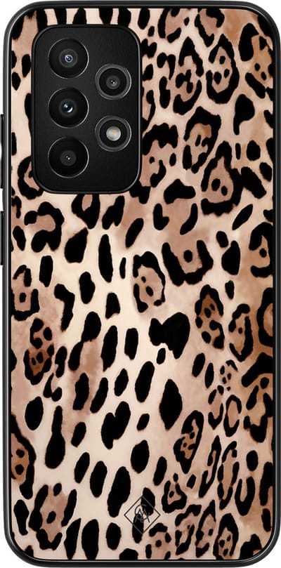 Casimoda® hoesje - Geschikt voor Samsung Galaxy A52 5G - Luipaard print bruin - Zwart TPU Backcover - Luipaardprint - Zwart