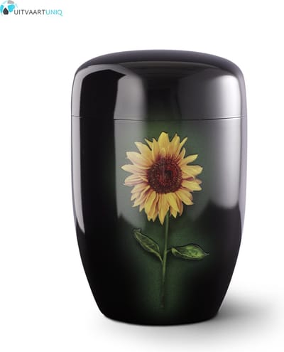 Urn Zonnebloem zwart - staal