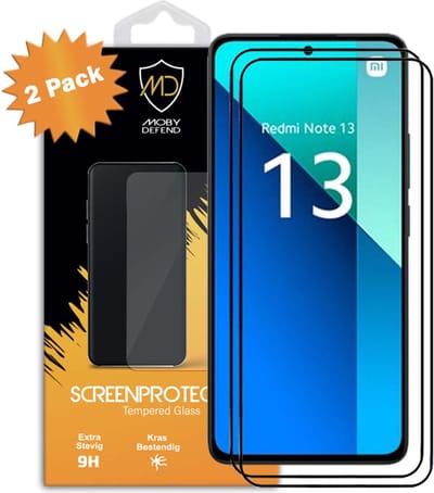 2-Pack MobyDefend Screenprotectors - Geschikt voor Xiaomi Redmi Note 13 4G - Screensavers Met Zwarte Randen - Gehard Glas