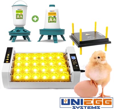 UniEgg® Luxe Broedmachine 24S Broedpakket - Geschikt voor 24 Eieren - Draait de eieren om - Volledig automatisch en inclusief waterdispenser - Automatische temperatuurregelaar - LED verlichting schouwlampen | | met Nederlandse handleiding