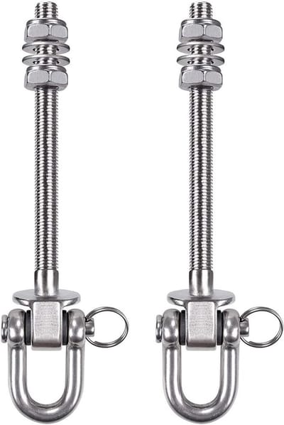 Stevige hanger van roestvrij staal - Draagvermogen 300 kg - 23 cm - Houten en stalen schommelhaak - Geschikt voor yogahangmatten, hangmatten, schokzakken en balkons