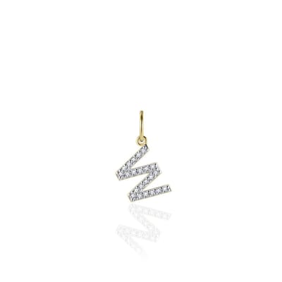 Gisser Jewels - Hanger excl. Collier - Letter W gezet met Zirkonia - 8mm - Geelgoud Verguld Zilver 925
