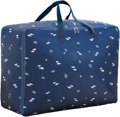 Deken Opbergzak - Opbergtas Textiel - Ruimte Besparen - Stofdicht Bewaren - 55 x 33 x 20 cm - Marineblauw