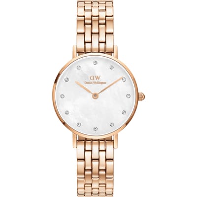 Daniel Wellington DW Watch Petite Lumine 5-Link Melrose MoP 28mm MIC Rose Gold
