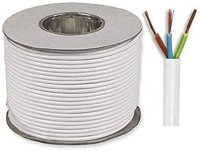 Elektrische Kernkabel - Flexibele Stroomkabel - Apparaten Aansluiten - Hoge Temperatuur PVC - 50 Meter 3x0.75mm² - Wit