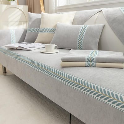 Chenille Dubbel Blad Gras Jacquard Bankhoes High-end Bankkussenhoes Vier Seizoenen Bankhanddoek Antislip Luxe Bankdeken 70x70cm 1pcs