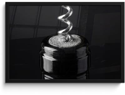 Poster in lijst - Fotolijst 60x40 cm - Posters - Kurkentrekker - Wijn - Zwart - Wit - Posterlijst zwart - Decoratie - Wanddecoratie woonkamer - Muurdecoratie slaapkamer