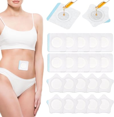 Ronte - Pack 20 stuks Ricinusolie Navel Wrap voor eenmalig gebruik | Zelfklevende Ricinusolie patches | Zeer absorberende Ricinusoliekussentjes | Natuurlijke oliebehandeling.