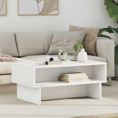 vidaXL - Salontafel - Wit - 80 - x - 46 - x - 35 - cm - Bewerkt - hout