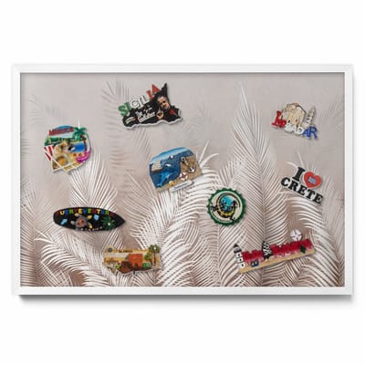 Tulup Magneetbord met Witte Frame - Beige Magneetbord met Ontwerpen - 60 cm x 40 cm - Natuurlijke boho-bladeren - Magnetisch Bord Muurbevestiging - Memobord voor Keuken - Magnetisch Wandbord