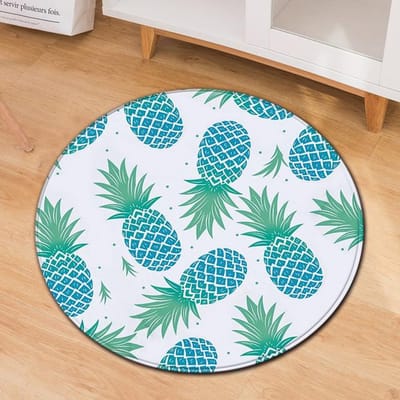 Gesneden fruitpatroon rond tapijt woonkamer slaapkamer antislip wasbaar decoratief mat computer stoel mat baby zachte kruipmat 40cm blue