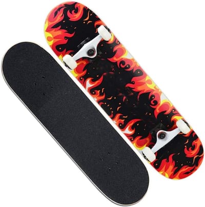 Compleet Skateboard - Beginnersboard - Trucs Leren - Dubbel Kicktail Ontwerp - 31 x 8 Inch - Zwart