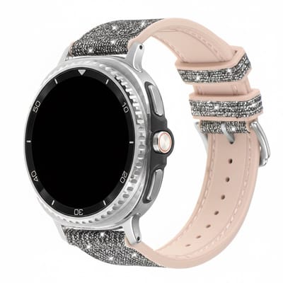 Siliconen bandje - geschikt voor Samsung Galaxy Watch 8 (40mm) / Galaxy Watch 8 (44mm) / Galaxy Watch 8 Classic - glitters met gespsluiting - zwart