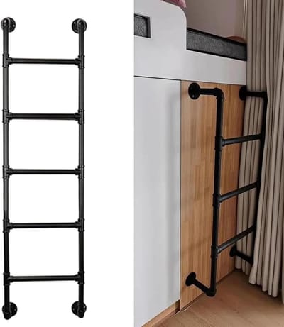 Stapelbedladder - Zoldertrap - Bereik Hoge Planken - Stevig Smeedijzer - 100 cm - Zwart