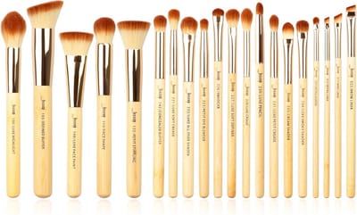 Famanu – Make-up kwastenset, 20 stuks, bamboe handgrepen, complete set voor gezicht en ogen