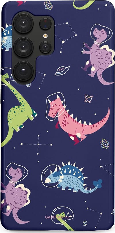 Casetastic hoesje geschikt voor Samsung Galaxy S25 Ultra - Dubbellaagse bescherming - Rex in de ruimte - Fashion Case - Donkerblauw Donkergrijs