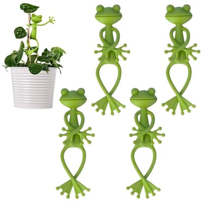 Dailygoods- Plantenhouder Kikker - Plantensteun - Plantenklem - Plantenclips - Tuingeschenken - 4 Stuks - 13 x 12,5 cm