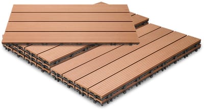 Terrastegels 60x30cm 24 stuks 4m² WPC Tegels Balkon Terras of Vlonder Snelle Montage Vlondertegel Tuintegels Terrasplanken Balkon vloer Kliktegels Buiten tegels Geelbruin