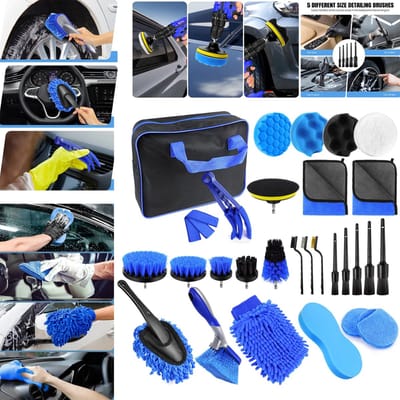 Stervia 29 Delige Autoverzorgingsset - Auto Wassen/Schoonmaken - Binnen En Buiten Schoonmaakset - Blauw