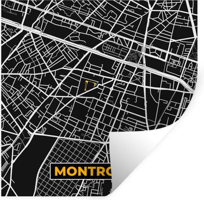 Muurstickers - Sticker Folie - Montrouge - Plattegrond - Frankrijk - Kaart - Stadskaart - 100x100 cm - Plakfolie - Muurstickers Kinderkamer - Zelfklevend Behang XXL - Zelfklevend behangpapier - Stickerfolie
