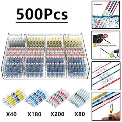 Cuhostki - 500-PCS soldeerhulzen waterdicht - krimpkous verbindingen set - kabelverbinders voor elektriciteit