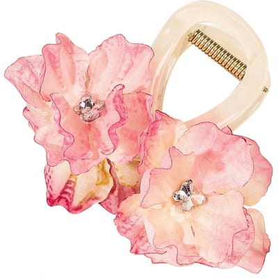 Haarclip met 3D-imitatiebloem en strasssteentjes, antislip ontwerp, haaienhaarclip, streetwear