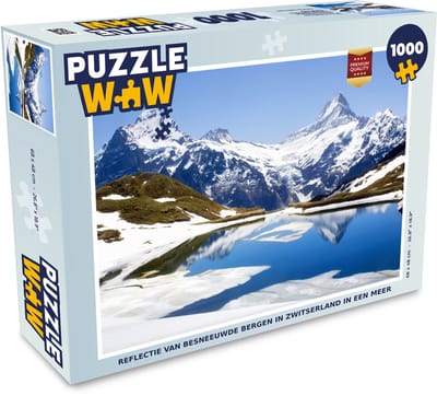 Puzzel Reflectie van besneeuwde bergen in Zwitserland in een meer - Legpuzzel - Puzzel 1000 stukjes volwassenen