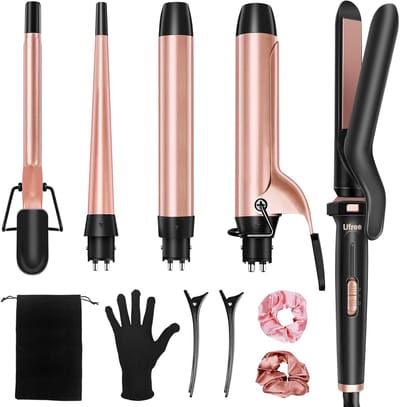 5-in-1 Krultang Set met Verwisselbare Keramische Vaten en Stijltang