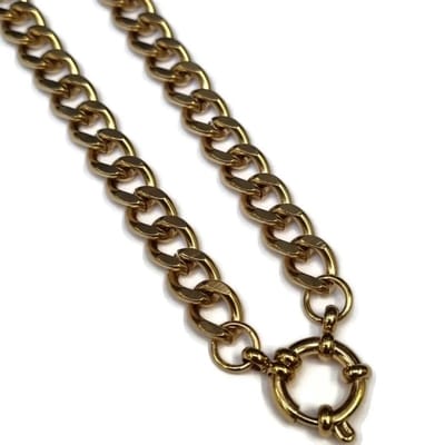 Aramat Jewels | Bedelketting | Stalen Bedelketting Gourmetschakel 7mm - Unieke Goudkleur | 50cm |50cm |7mm | Staal | Volwassenen | Verkleurd niet
