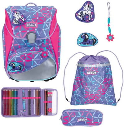 Scout schooltas Alpha Set 4-delig Pony Love paars