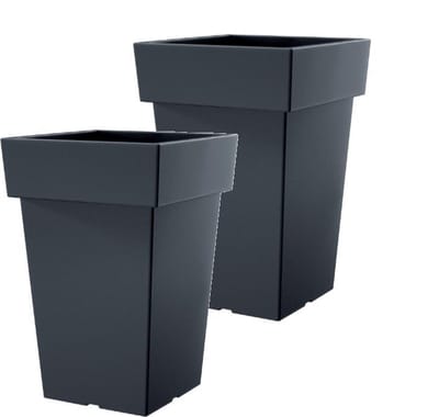 Bloempot Hoog Vierkant Lofly Square 24x24x36cm ANTRACIET Prosperplast / 2 STUKS ! /