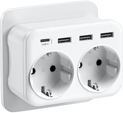 Dubbele Stekker voor Stopcontact - Tweeweg Stekker - Verdeelstekker - Stopcontact Splitter - Wit
