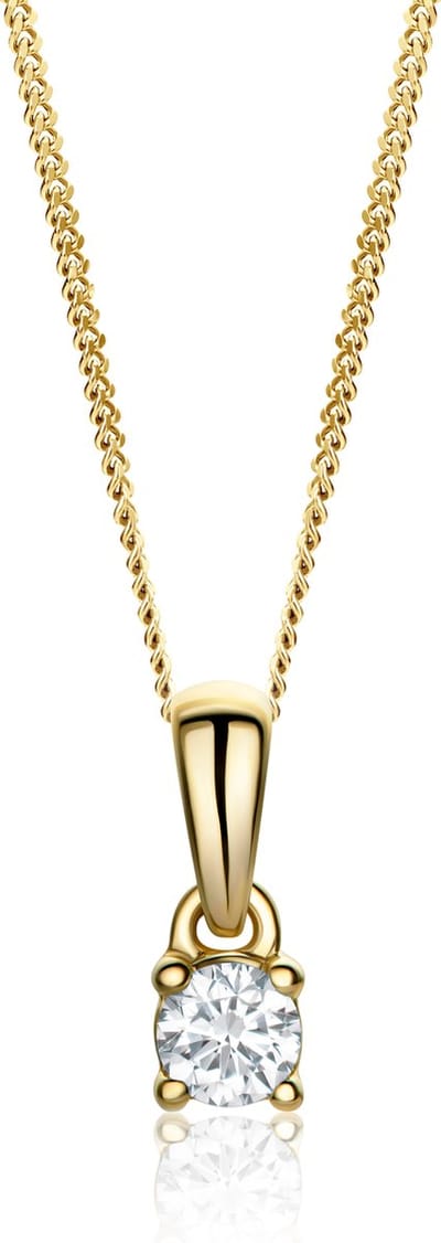 Miore Pure Collier Ketting Dames - 14 Karaat Goud - Met Diamanten - Met Hanger - 45 cm