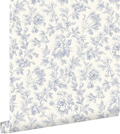 ESTAhome behang elegante bloemen blauw - 0.53 x 10.05 m - 132104