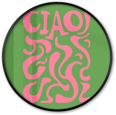 Poster in lijst Rond - Fotolijst 60x60 cm - Posters - Abstract - Roze - Ciao - Vormen - Ronde posterlijst zwart - Decoratie - Wanddecoratie woonkamer - Muurdecoratie slaapkamer