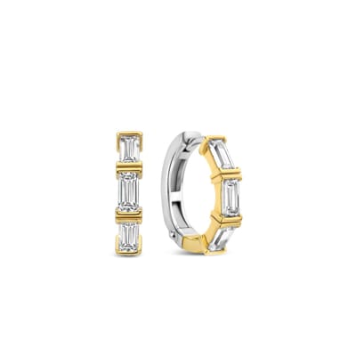 TI SENTO Dames Oorbellen - 925 zilver - Zirkonia met geel verguld - 7974ZY