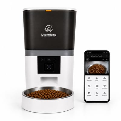 Automatische Voerbak met camera 6 L - Kat en Hond - Kattenvoerbak Automatisch - Voerautomaat met HD-Camera en app-bediening - wit