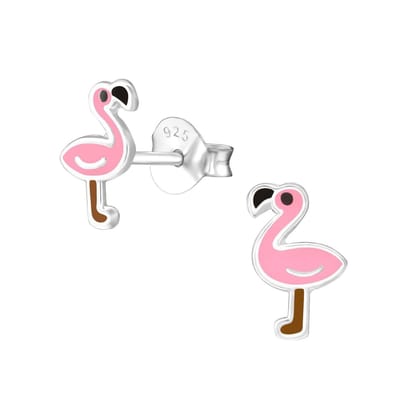 WeLoveSilver - Kinderoorbellen - Zilver - Roze Flamingo - 925