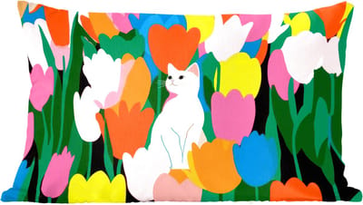 Sierkussens - Kussentjes Woonkamer - 60x40 cm - Tulpen - Kat - Kleurrijk