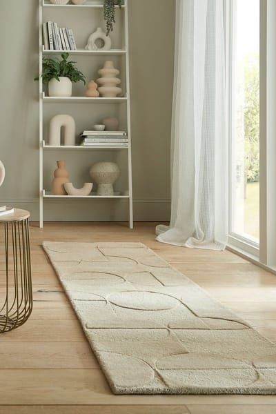 Flycarpets Loper Gigi Modern Wol - Geo Vloerkleed - Naturel / Beige - 60x230 cm