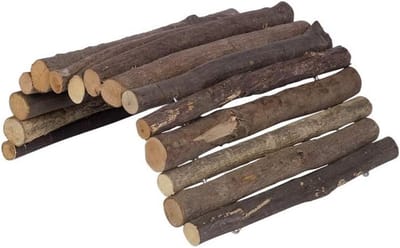 Houten Brug - Knaagdier Tunnel - Dieren Verblijf - Natuurlijk Onbehandeld - 42 x 32 cm - Houtkleur
