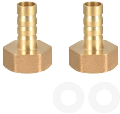 Dailygoods- Slangtule Messing - 10 mm Weerhaak - G1/2 Binnendraad - 2 Stuks - Siliconen Afdichtingen - Temperatuurbereik 32 tot 200 graden F - Slangaansluiting