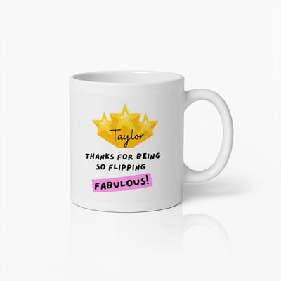 Gepersonaliseerde 330ml Mok – “Bedankt dat je zo Flipping Fantastisch Bent” met Naam – Leuk Cadeau voor Vrienden, Collega’s of Leraren