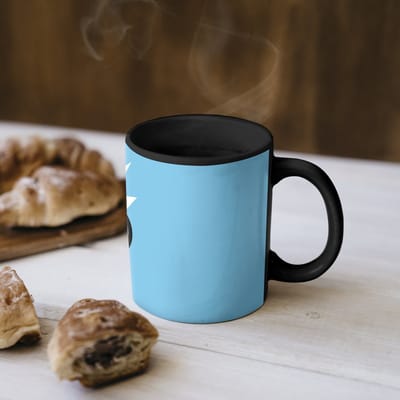 Magische Mok - Foto op Warmte Mokken - Koffiemok - Smiley - Blauw - Bliksem - Magic Mok - Beker - 350 ML - Theemok